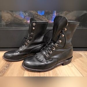 Black Leather Womens Boots (Justin)